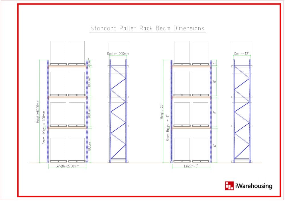 standard pallet rack beam dimensions