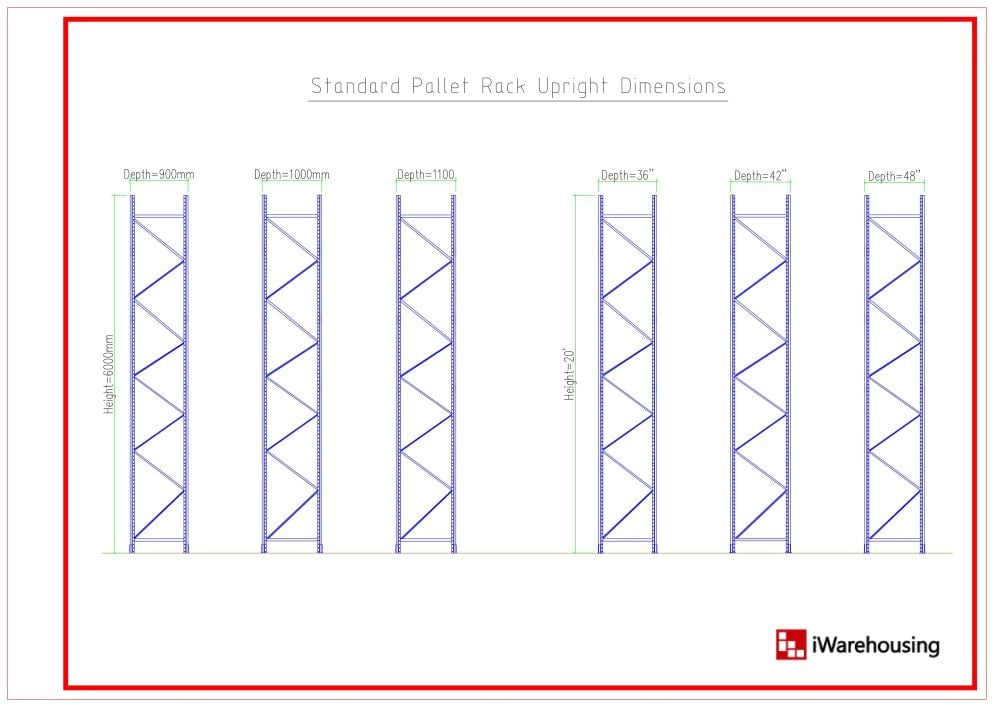 standard pallet rack upright dimensions