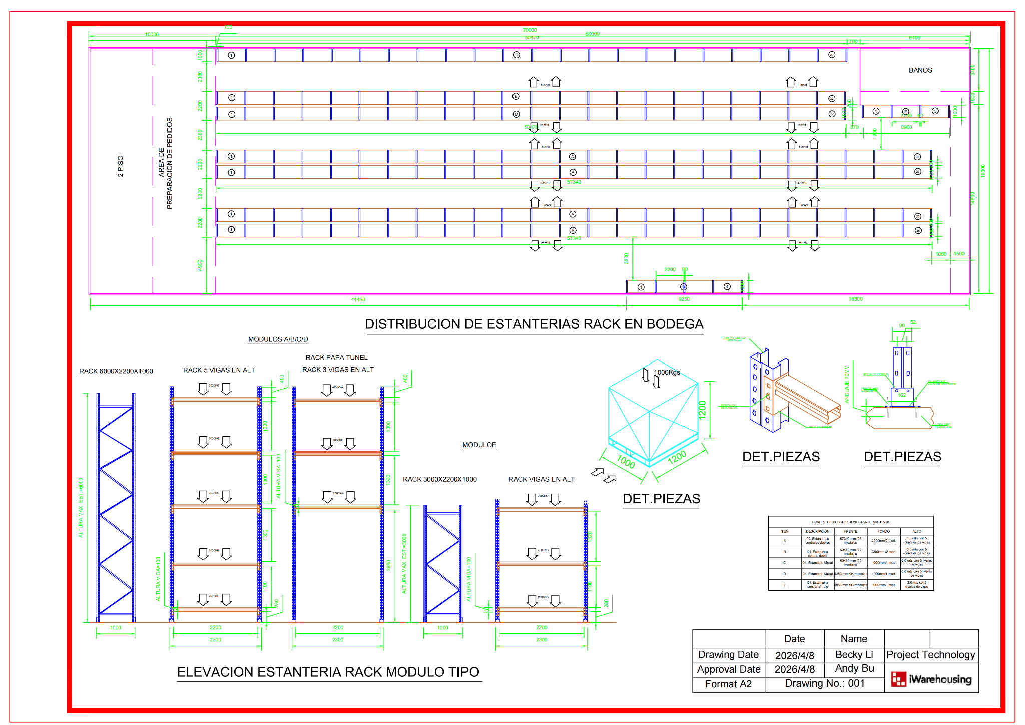 warehouse rack draft drawing