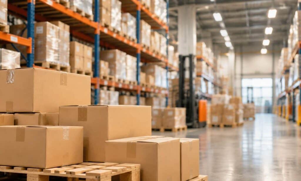 e commerce pallet racking and boxes