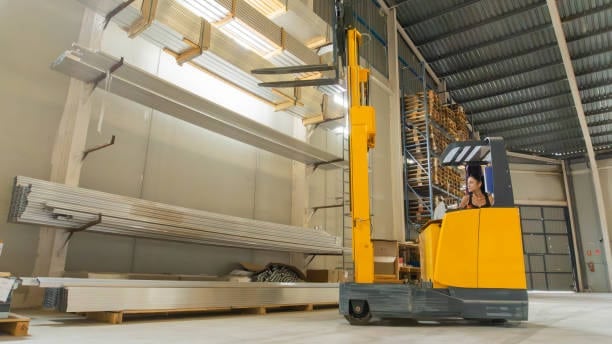Heavy-Duty Cantilever Racking and Forklift