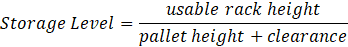 number of storage level formula